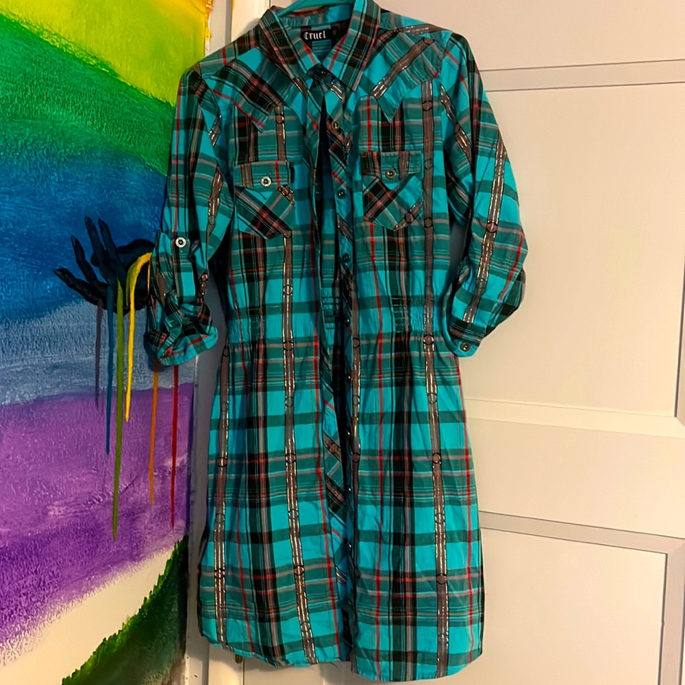 Blue flannel dress